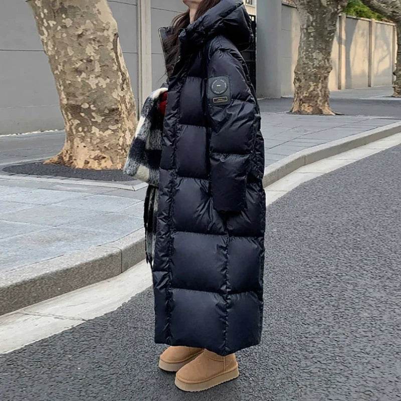 HELIAR Women's PU Down Coat - Thick Hooded Oversize Casual Parka - Buy Center UK