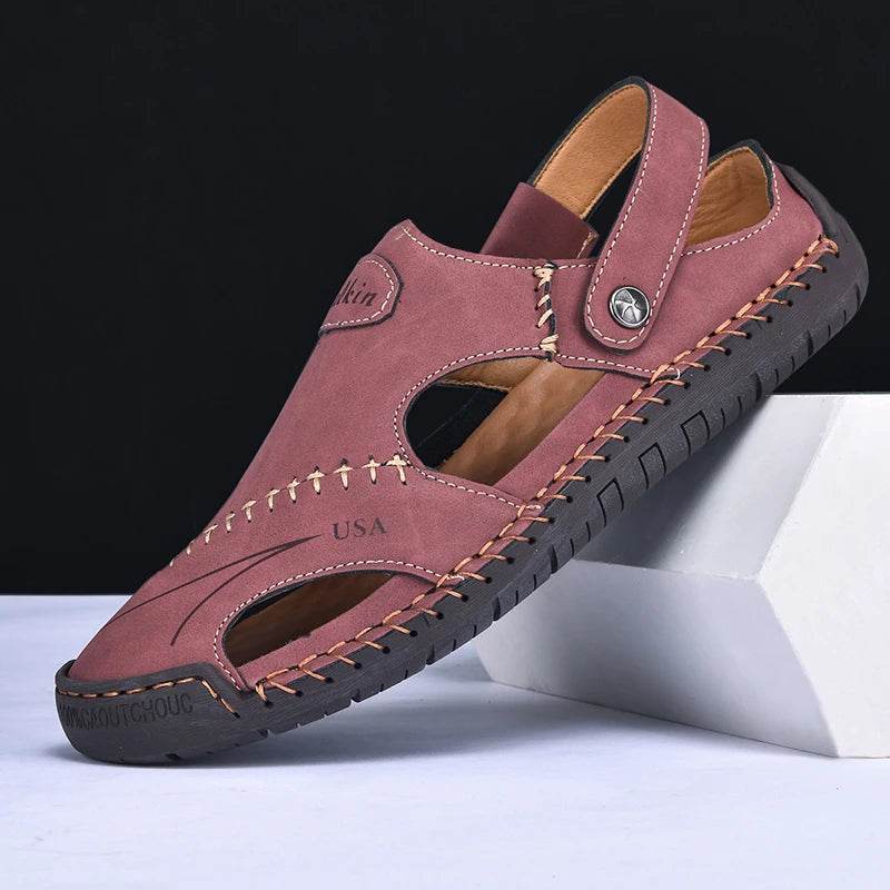 Buy Center Men’s Handmade Summer Sandals - Breathable Leather, Casual Style - Buy Center UK