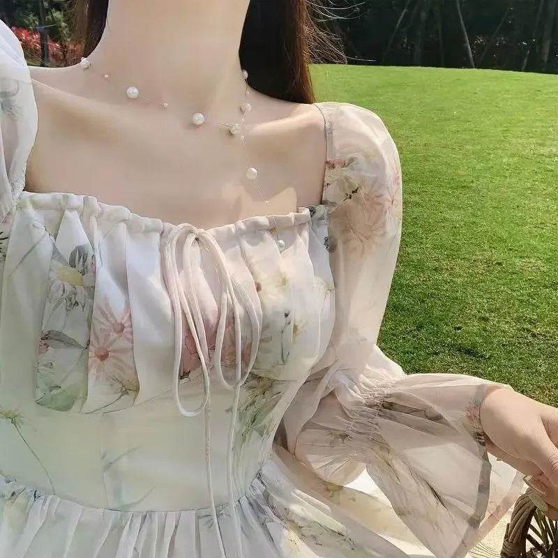 2024 Spring Summer Chiffon Dress - Women's Long Sleeve French Style - Buy Center UK