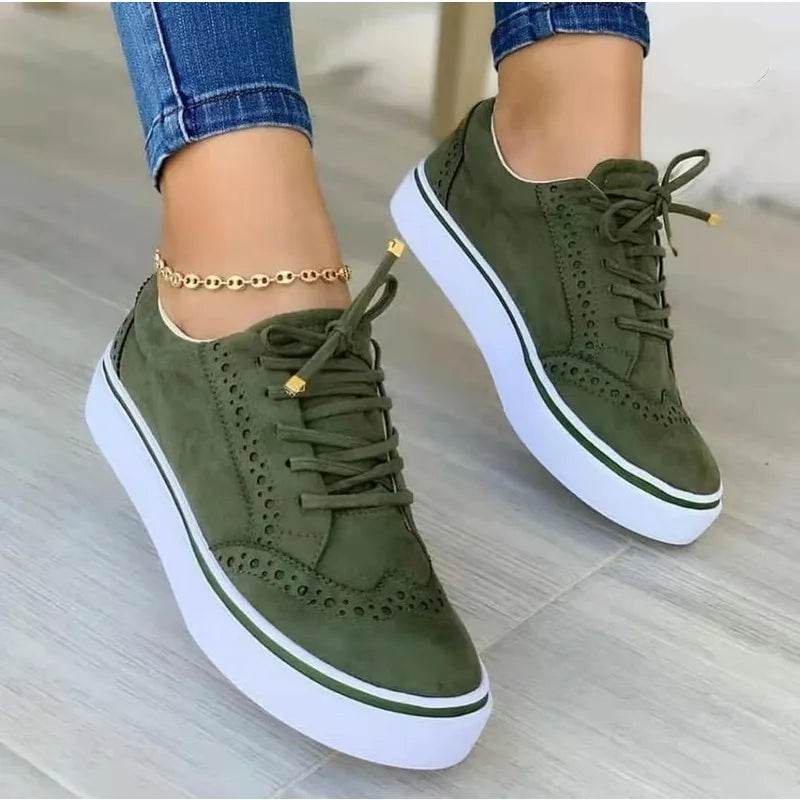 Buy Center Women’s Flat Casual Sneakers - Lace-Up Spring Fashion - Buy Center UK