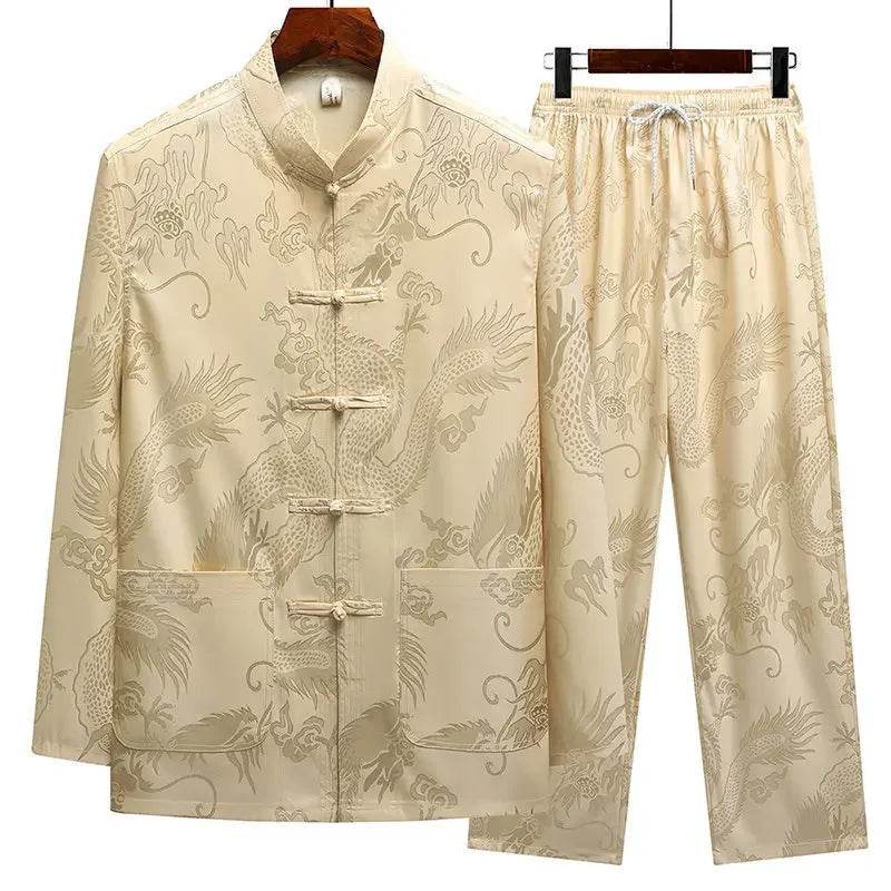 Buy Center Casual Ice Silk Tang Suit - Plus Size, Loose Fit for Men - Buy Center UK