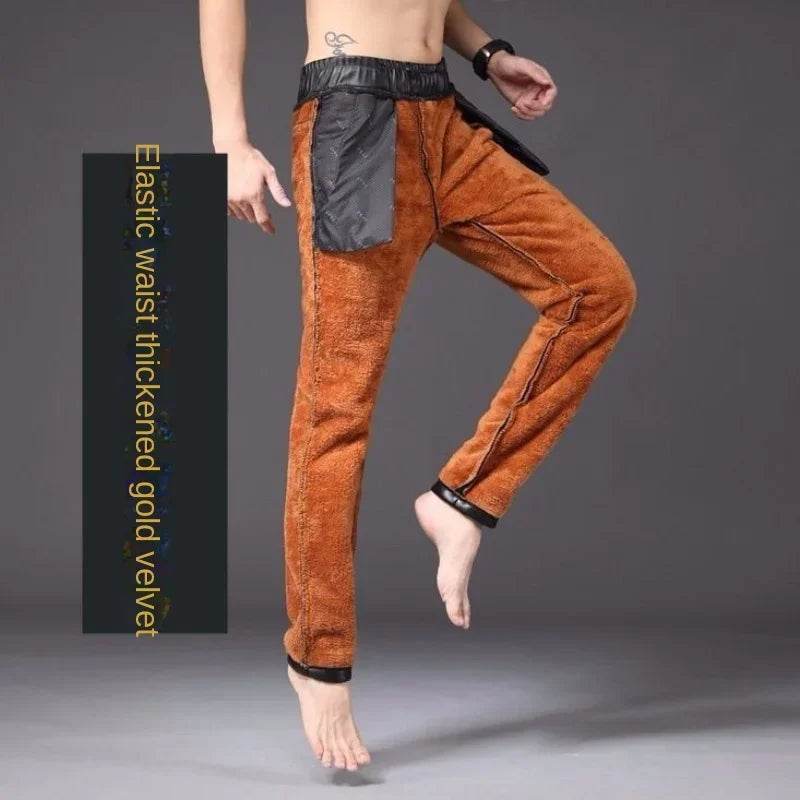 Buy Center Fleece-Lined Men's Leather Pants - Slim Fit, Black Style - Buy Center UK