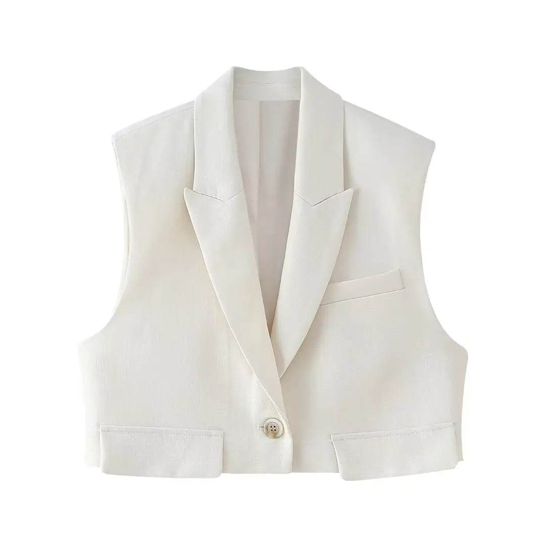 2024 Elegant Sleeveless Blazer & Wide Pants Set - V-Neck Style - Buy Center UK