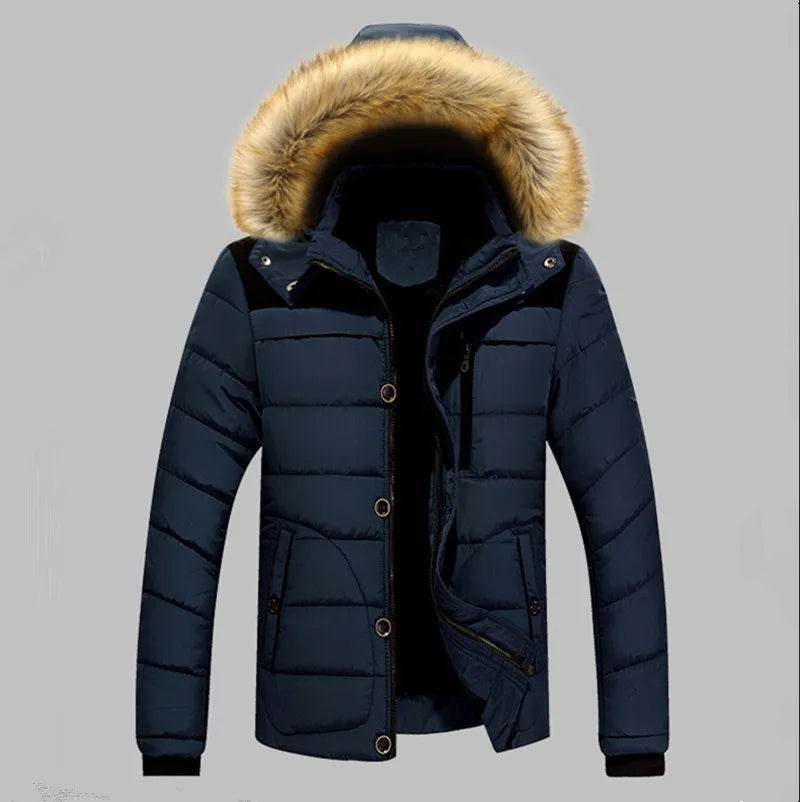 Buy Center Men's Warm Overcoat - Hooded Winter Jacket, Thick Cotton - Buy Center UK