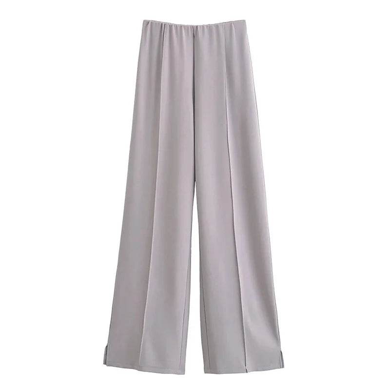 Elegant Women's Two-Piece Set - High Waist Wide Leg Trousers - Buy Center UK