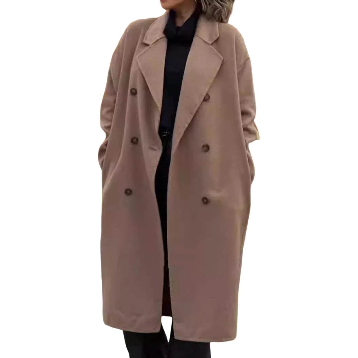 Buy Center Winter Women Overcoat - Double-Breasted Turn-Down Collar - Buy Center UK