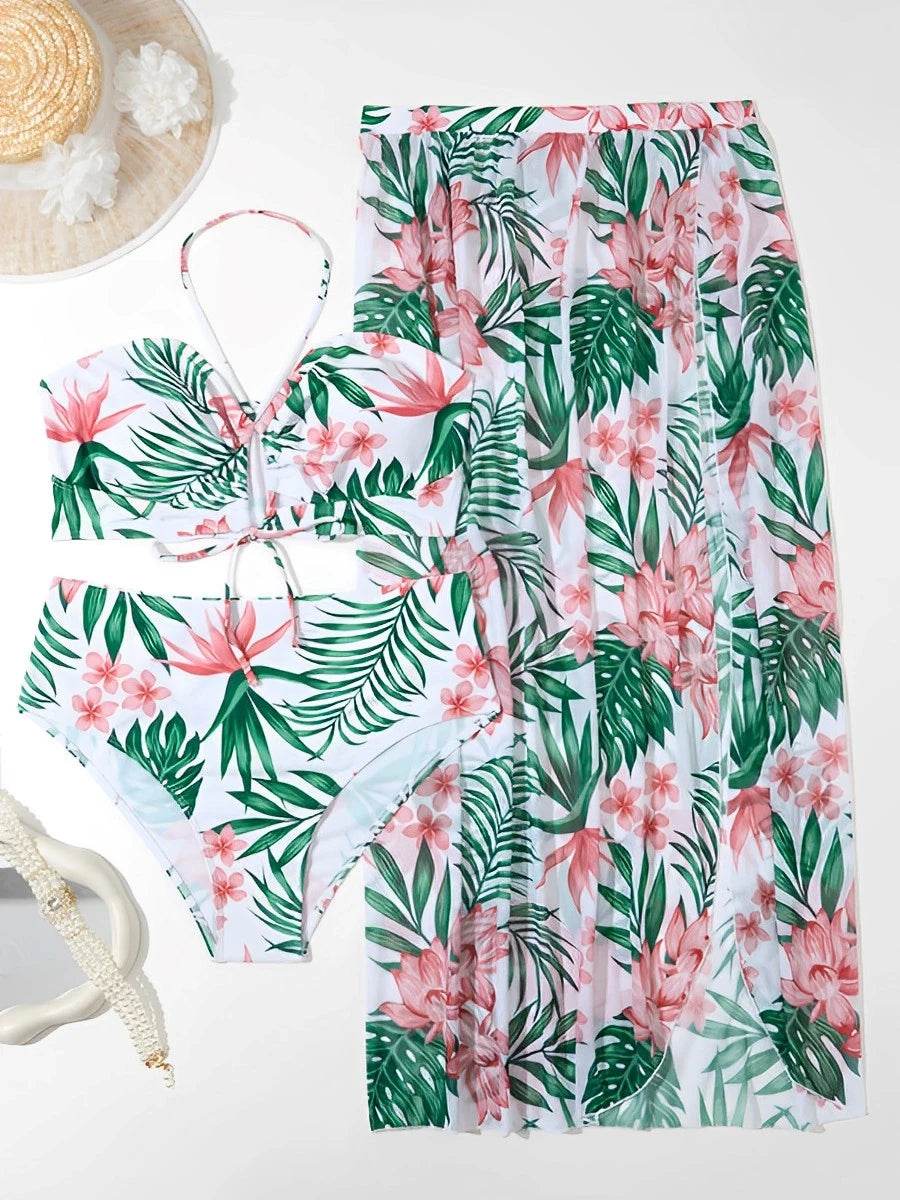 2025 Large Plus Size Halter Bikini - High Waist 3 Piece Swimwear - Buy Center UK