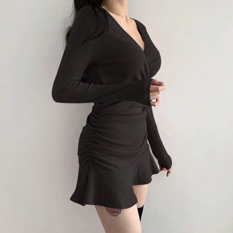 Buy Center 2024 V Neck Polyester Dress - Loose Fit, Long Sleeve Style - Buy Center UK