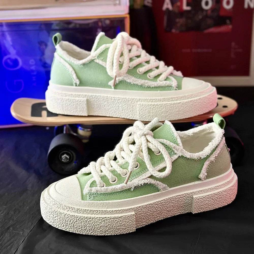 2024 Trendy Canvas Skateboarding Shoes - Comfortable Thick Bottom for Couples - Buy Center UK