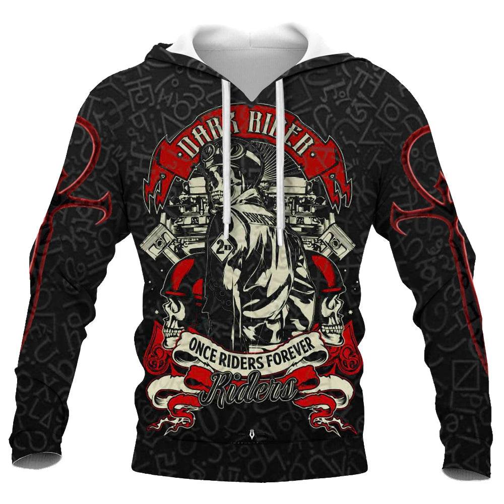 2023 Men's Vogue Skull Motorcycle Hoodie - Loose Fit, 3D Printed - Buy Center UK