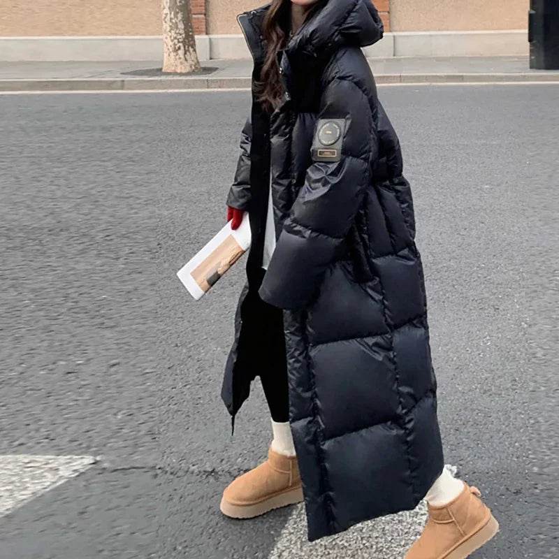 HELIAR Women's PU Down Coat - Thick Hooded Oversize Casual Parka - Buy Center UK