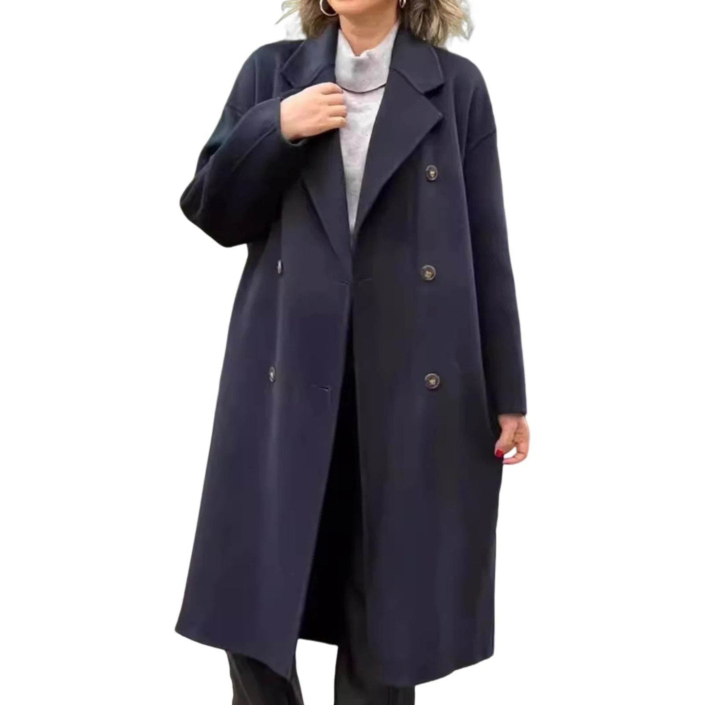 Buy Center Winter Women Overcoat - Double-Breasted Turn-Down Collar - Buy Center UK