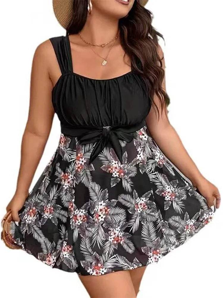 Plus Size Tankini Swimwear - Floral Print Two-Piece Swimsuit Women - Buy Center UK