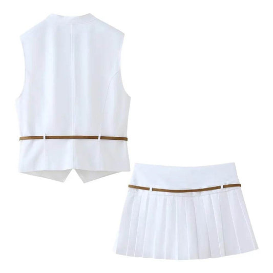 Buy Center 2024 Summer Women's Belted Vest Top & Skirt Set - Buy Center UK