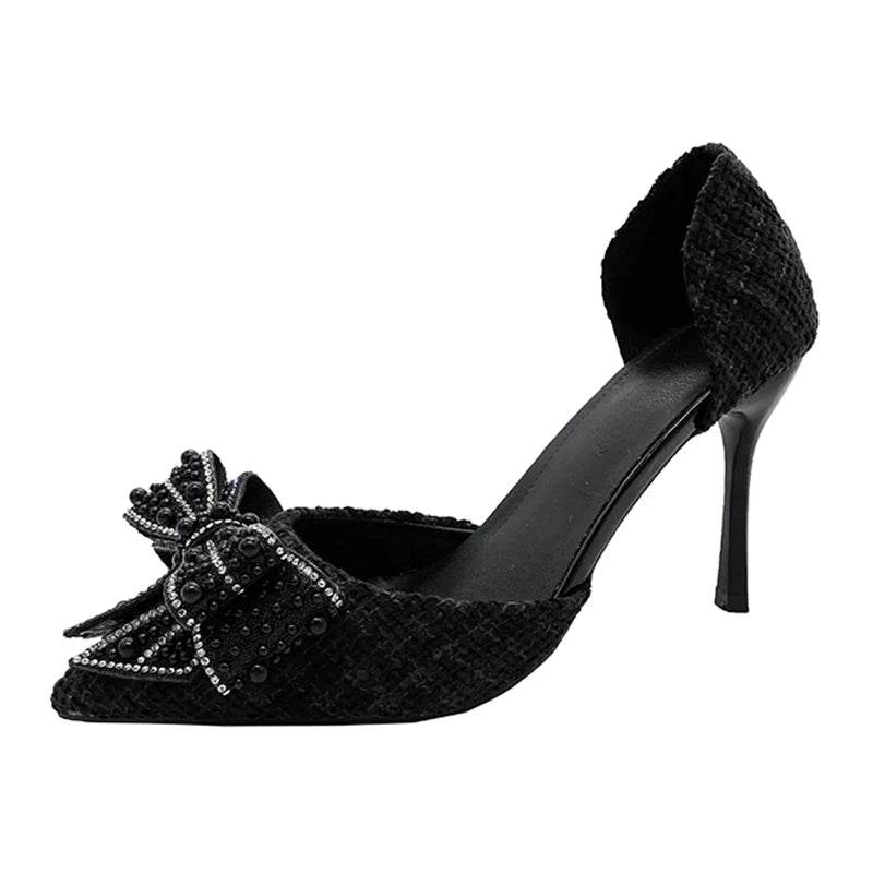 Elegant Pearl Bowknot Stiletto Pumps - Sexy High Heels for Women - Buy Center UK