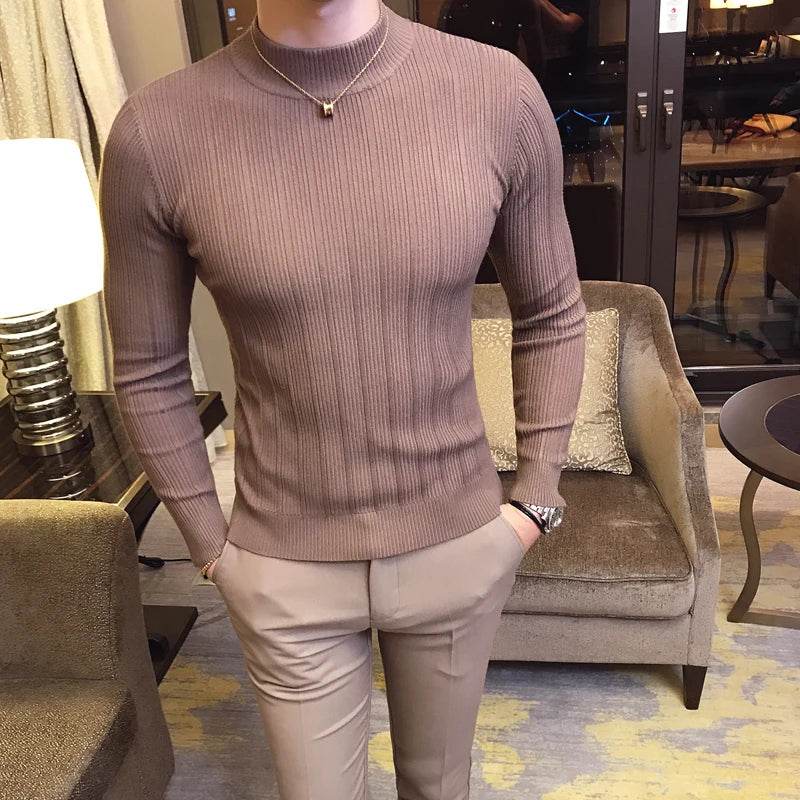 Buy Center Striped Turtleneck Sweater - Slim Fit for Men’s Style - Buy Center UK