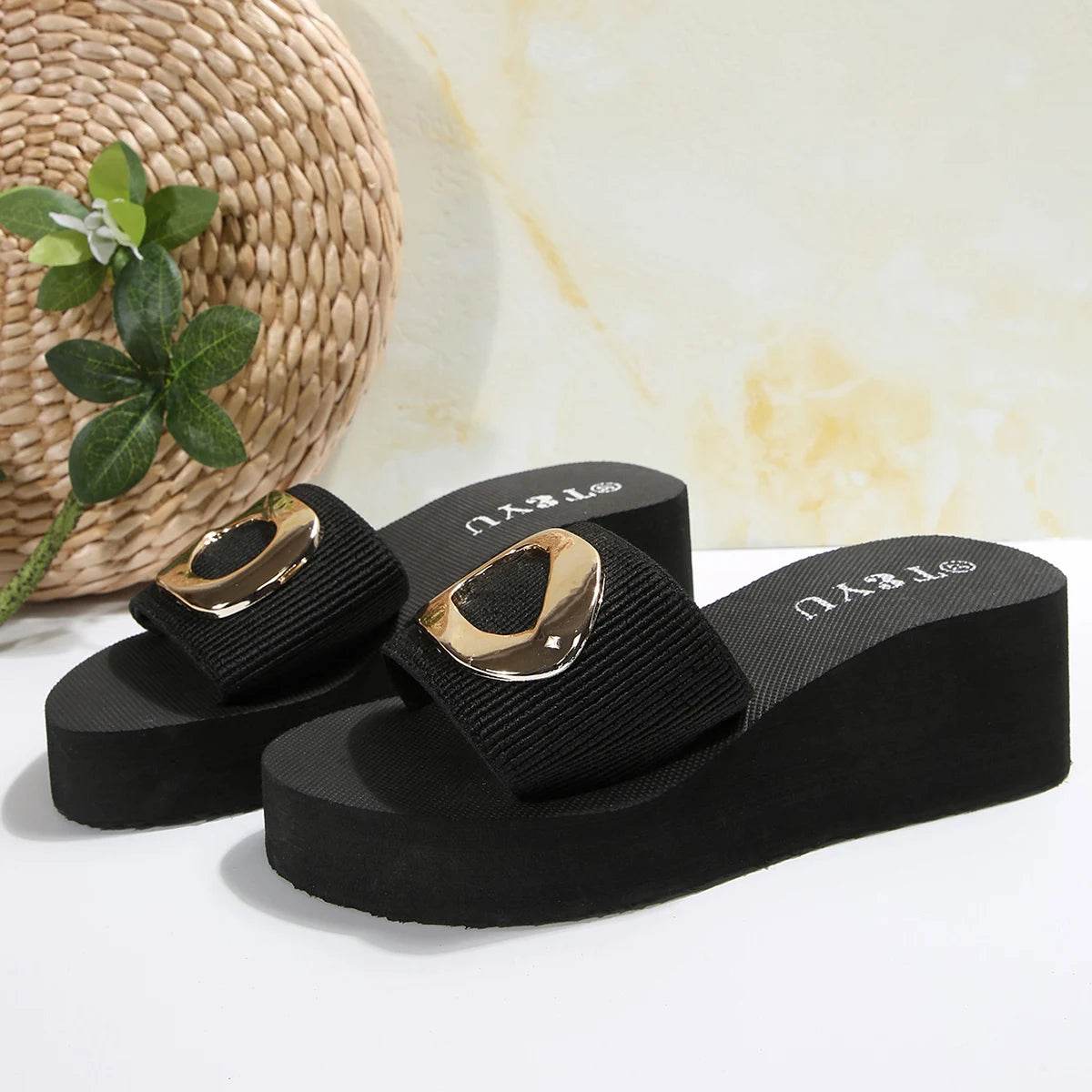 Buy Center Lightweight Wedge Slippers - Summer Thick Bottom Slides - Buy Center UK