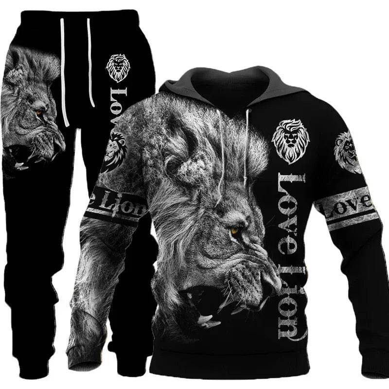 3D Tiger Printed Tracksuit Set - Unisex Hoodie & Pants, Cozy Style - Buy Center UK