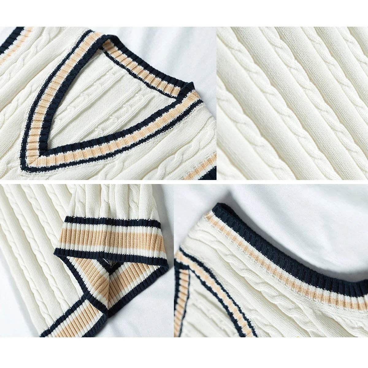 Buy Center Men's Thicken V-neck Sweater Vest - Striped Retro Chic - Buy Center UK