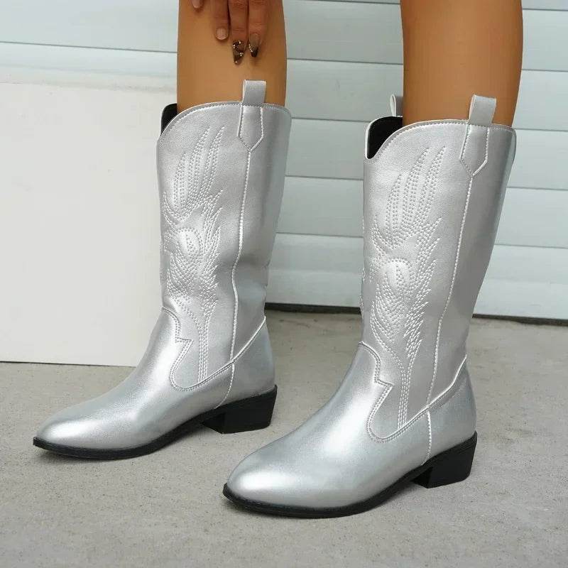 Women's Autumn Winter Slip-On Knight Boots - Thick Sole & Pointed Toe - Buy Center UK