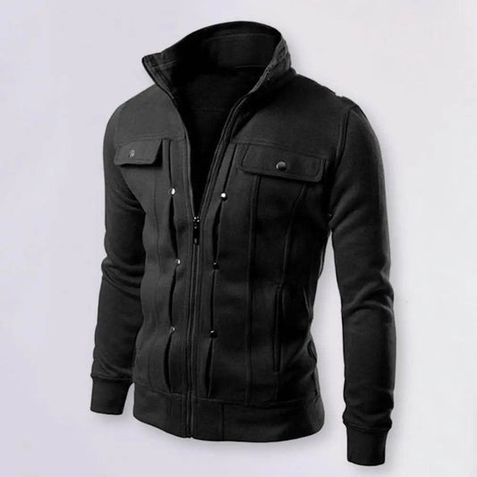 Buy Center Men’s Solid Color Jacket - Stylish Stand Collar for Spring - Buy Center UK