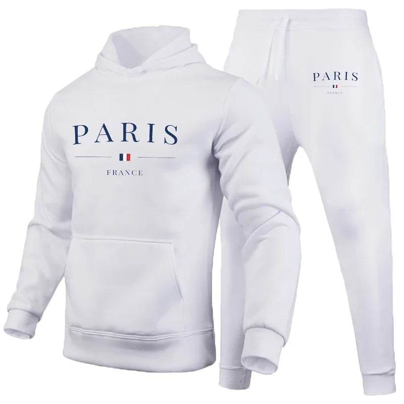 Buy Center Men's Hoodie Set - Paris Print Sweatshirt & Jogger Pants - Buy Center UK