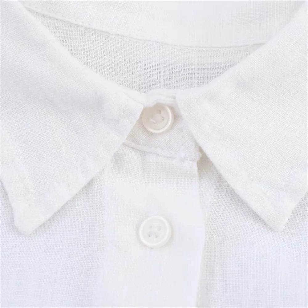 PB&ZA Women's Long Sleeve Shirt - White Button Down with Side Tie - Buy Center UK