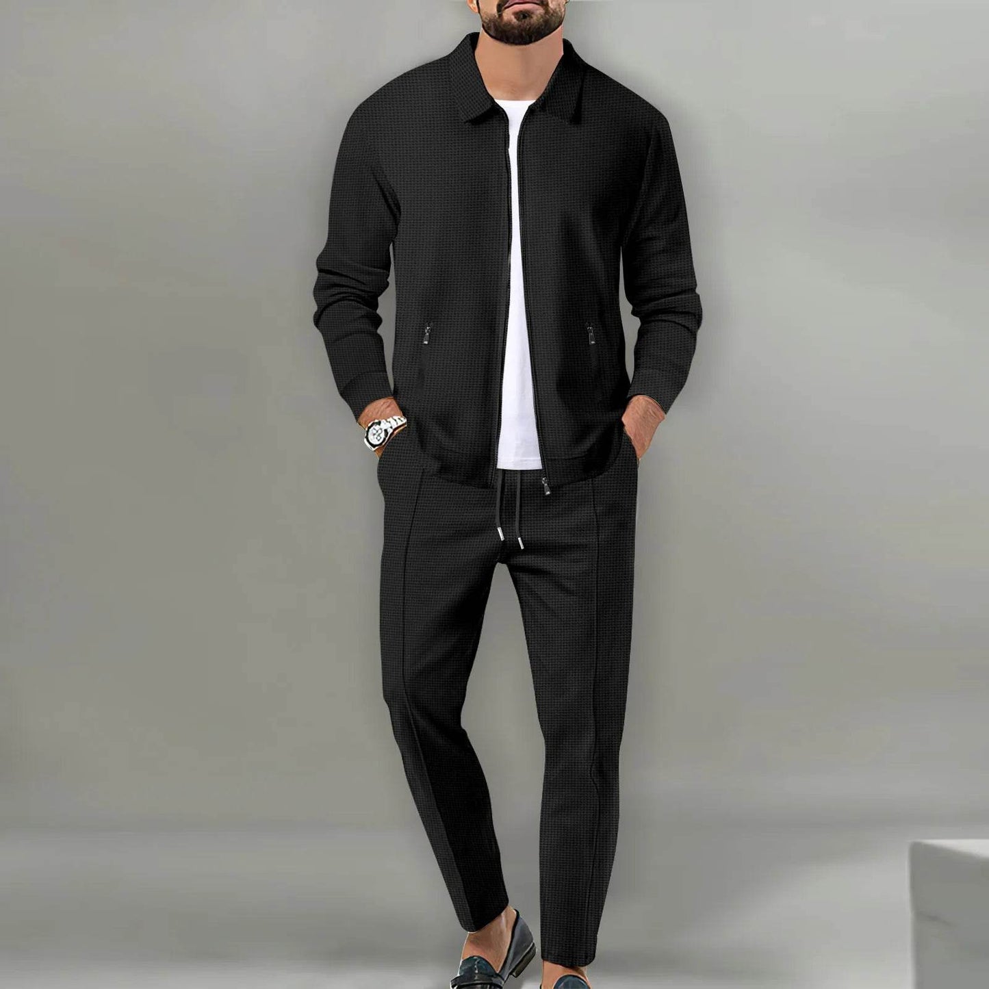 Buy Center 2025 Youth Slim Cardigan Jacket & Trouser Two-Piece Suit - Buy Center UK