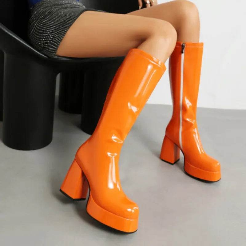 NASBAVI Women's Knee-High Boots - Super Thick Heel, Side Zipper - Buy Center UK