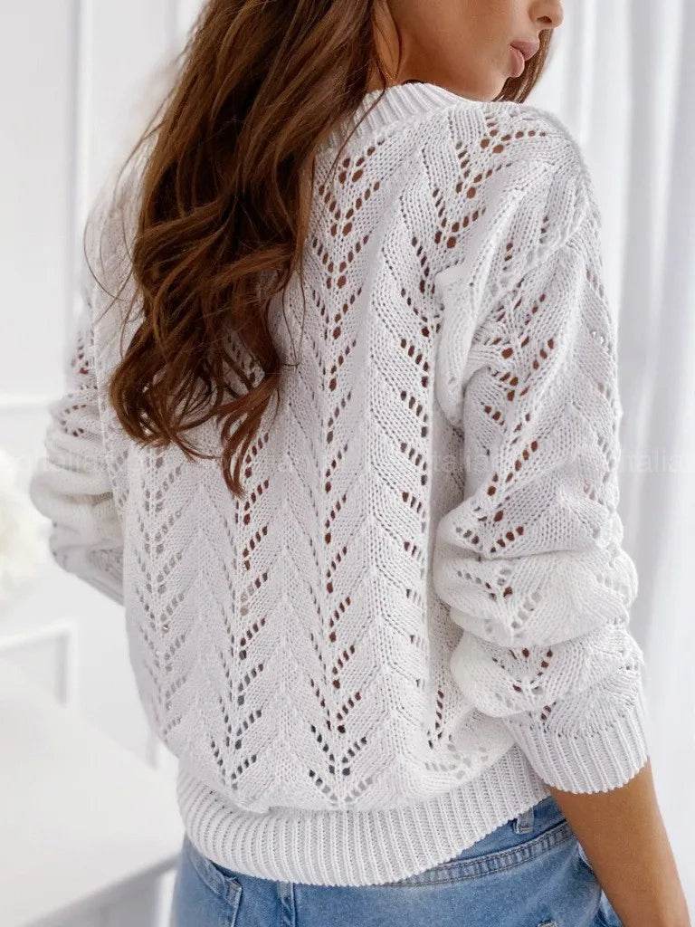 Buy Center Mocha V-Neck Cutout Sweater - Chic Knitwear for Women - Buy Center UK