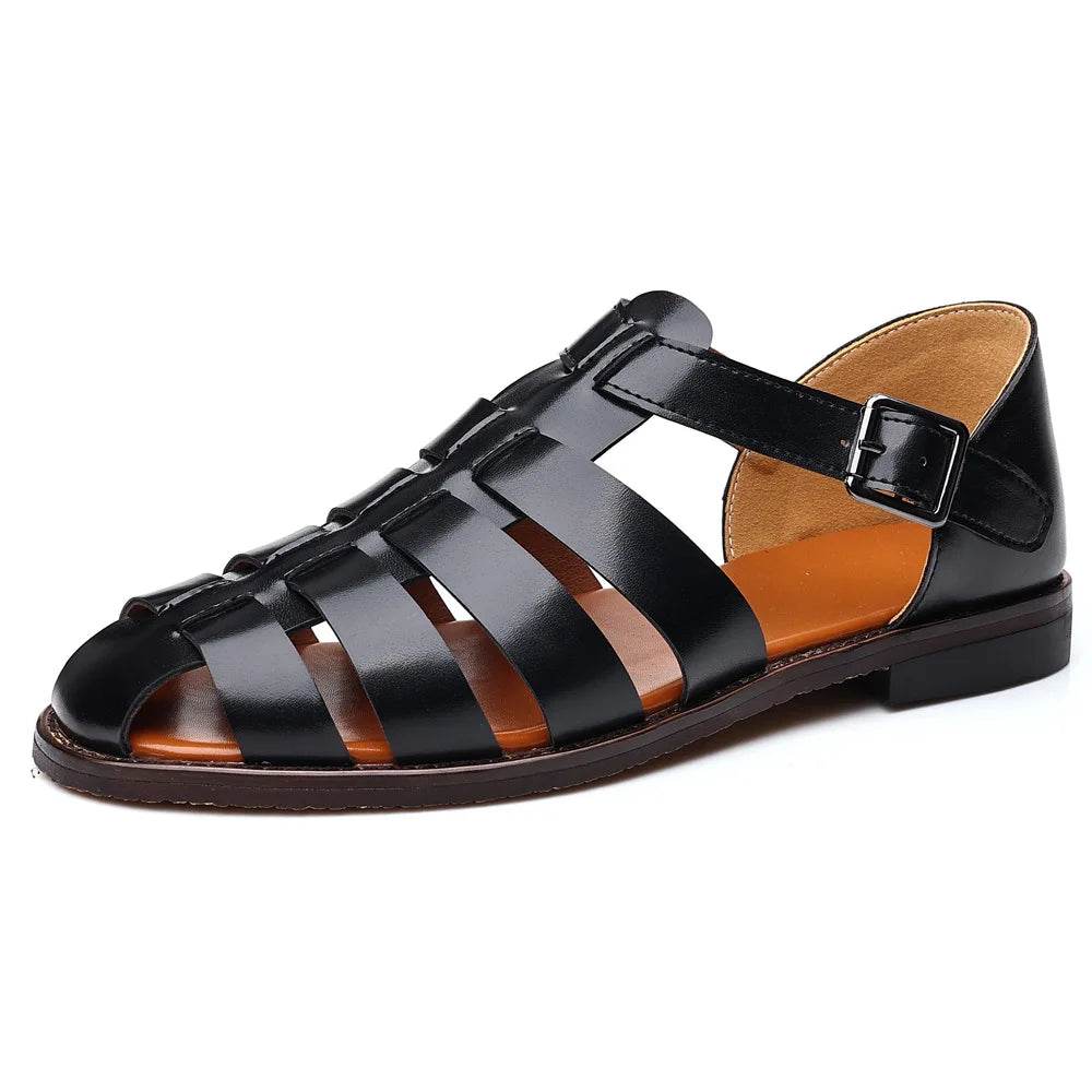Buy Center Men's Leather Roman Sandals - Casual Beach Comfort - Buy Center UK