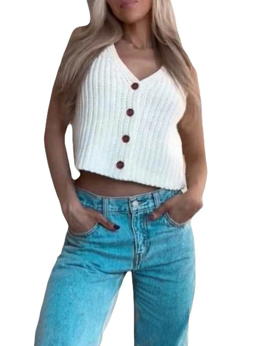 Women’s Autumn Sweater Vest - Sleeveless V Neck Knitwear for All - Buy Center UK