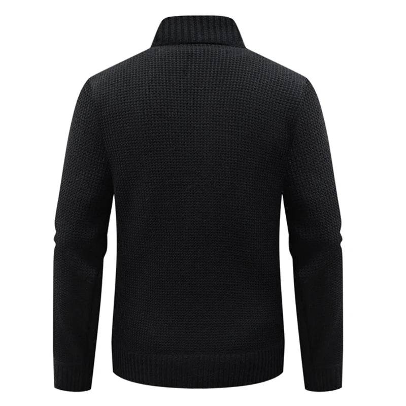 Buy Center Men's Winter Cardigan - Warm Fleece Lined Knit Jacket - Buy Center UK