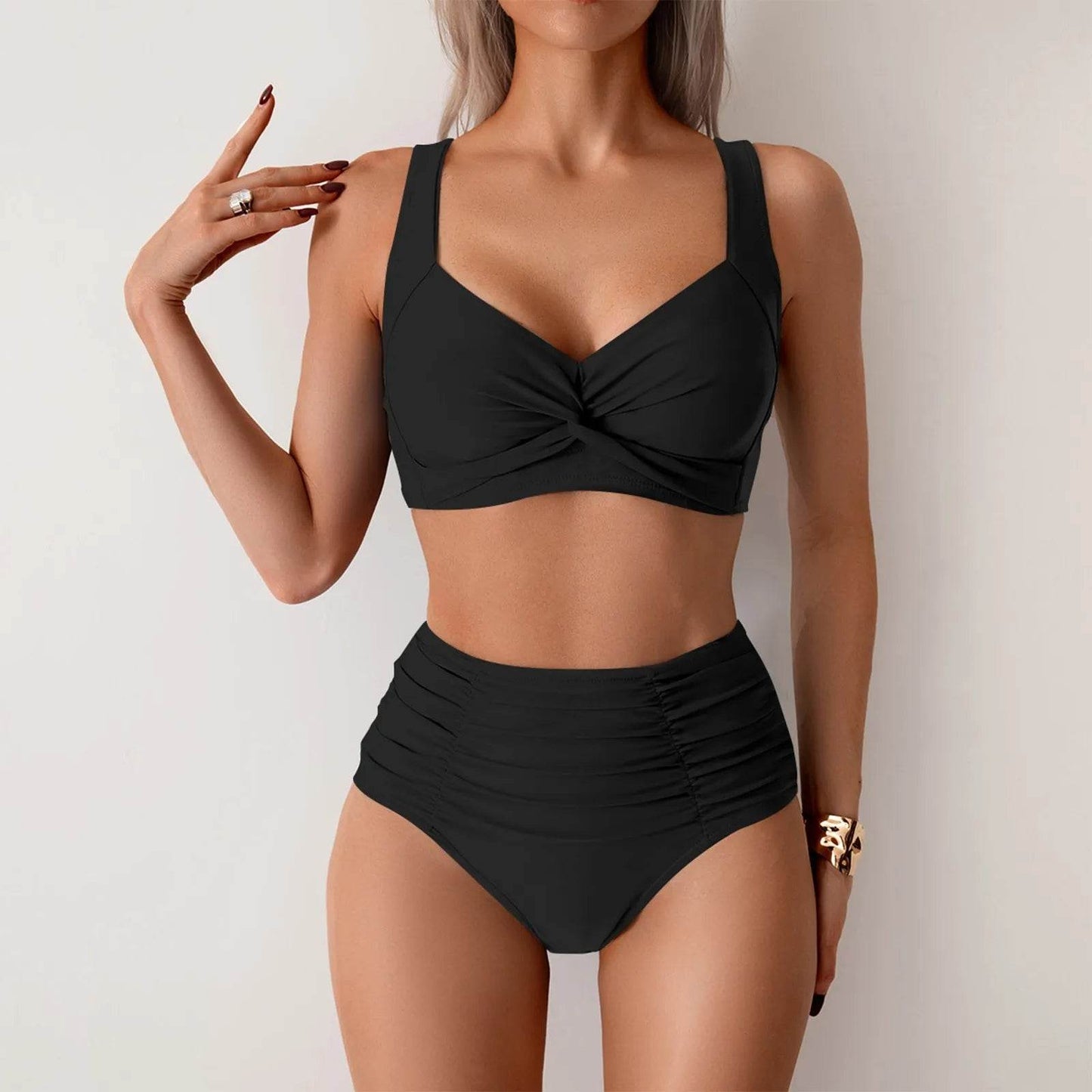 Y2K Vintage Bikini Set - Stylish Two-Piece Deep V-Neck Swimsuit - Buy Center UK