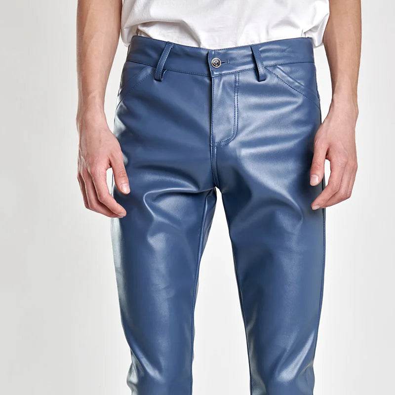 Buy Center Men's PU Leather Pants - Slim Fit Rock Style Trousers - Buy Center UK