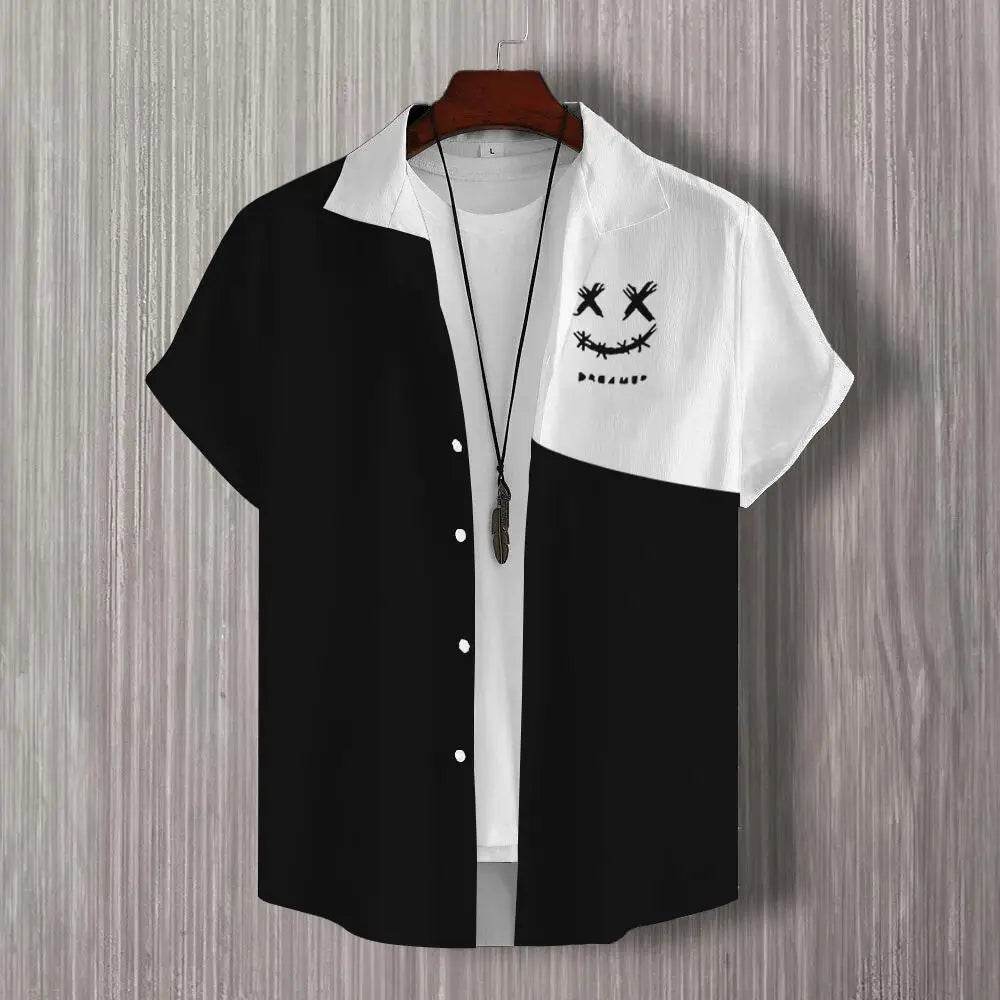 Buy Center 3D Patchwork Print Short Sleeve Shirt - Oversized Hawaiian Style - Buy Center UK