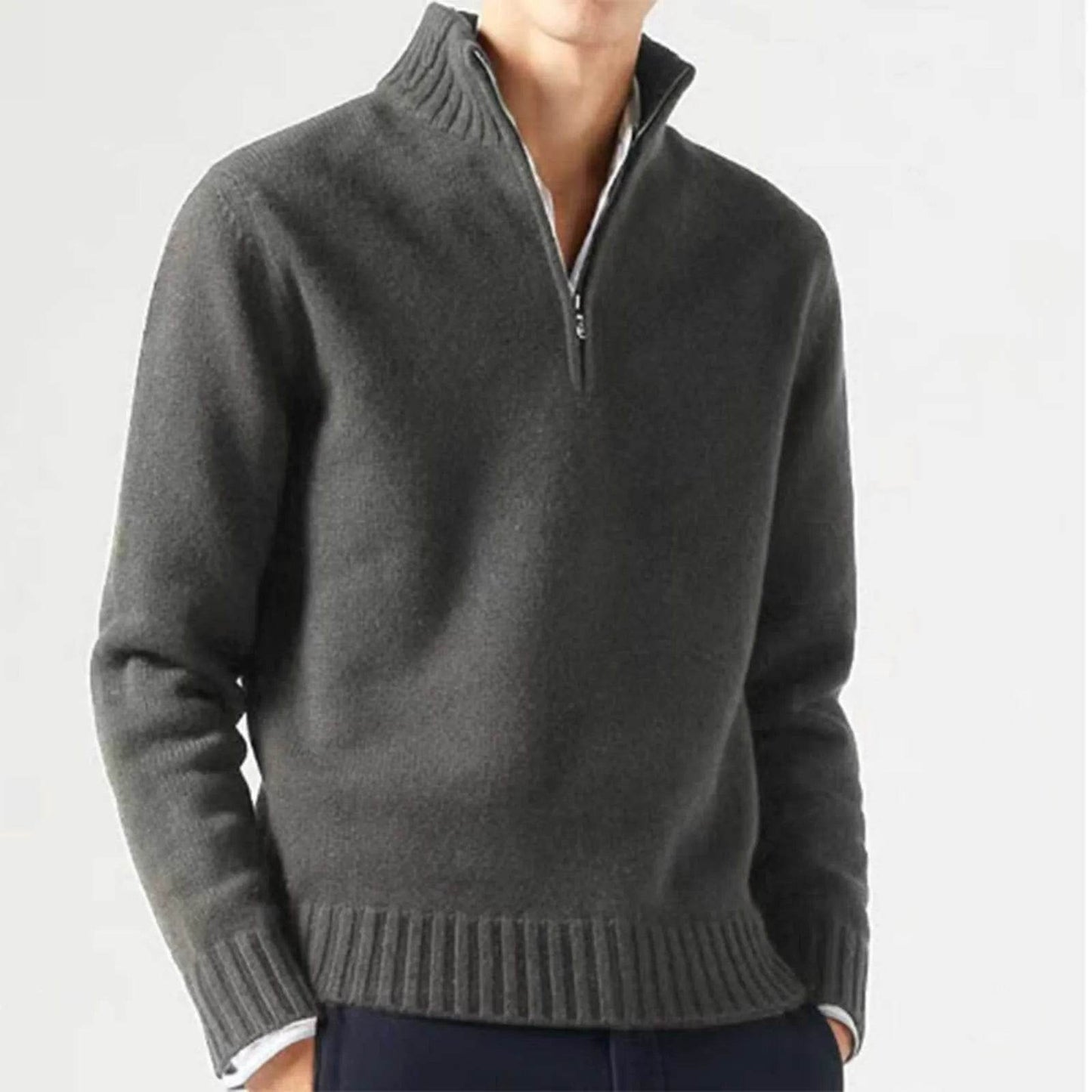 Buy Center Zipper Turtleneck Men's Sweater - Casual Knit Pullover - Buy Center UK