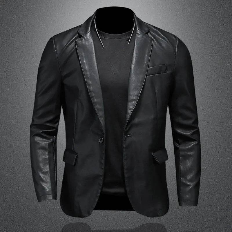 Buy Center Men's Slim Fit Leather Jacket - Casual Motorcycle Style - Buy Center UK