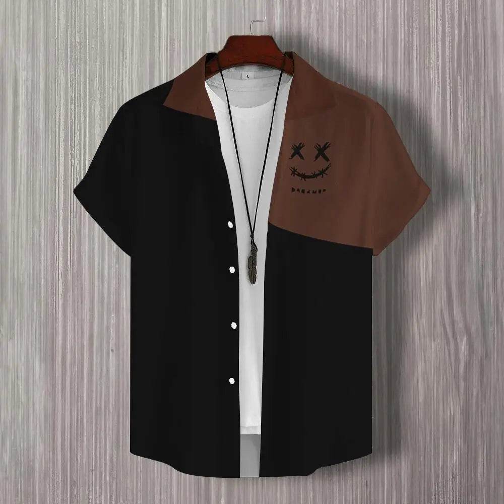 Buy Center 3D Patchwork Print Short Sleeve Shirt - Oversized Hawaiian Style - Buy Center UK