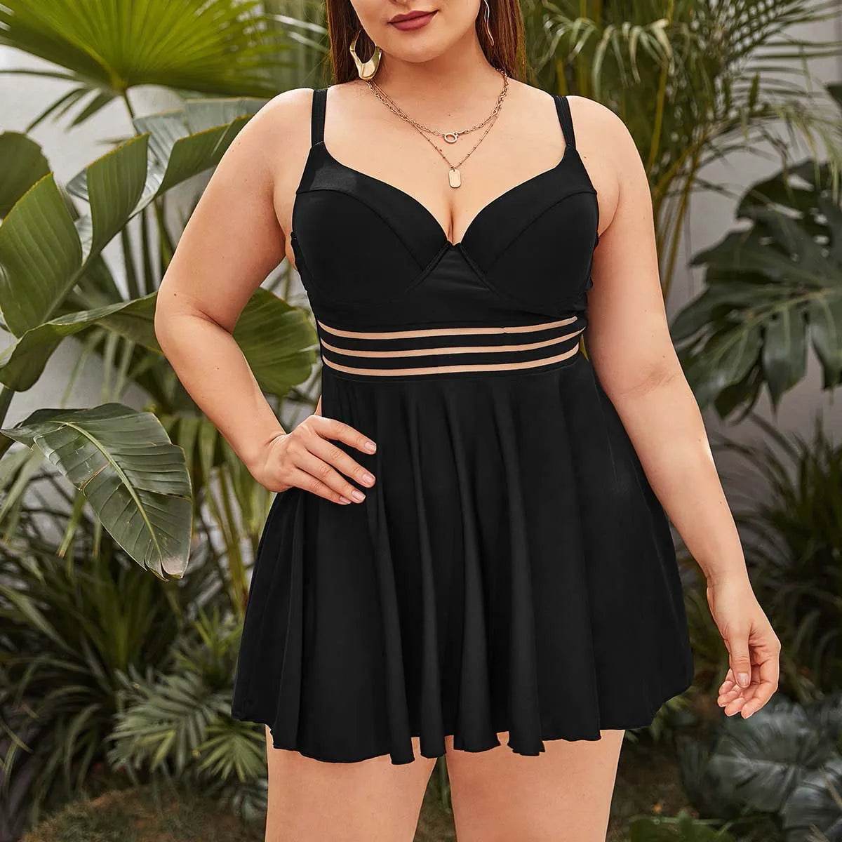 Buy Center 4XL Plus Size One Piece Swimwear - Elegant High Waist Bikini - Buy Center UK