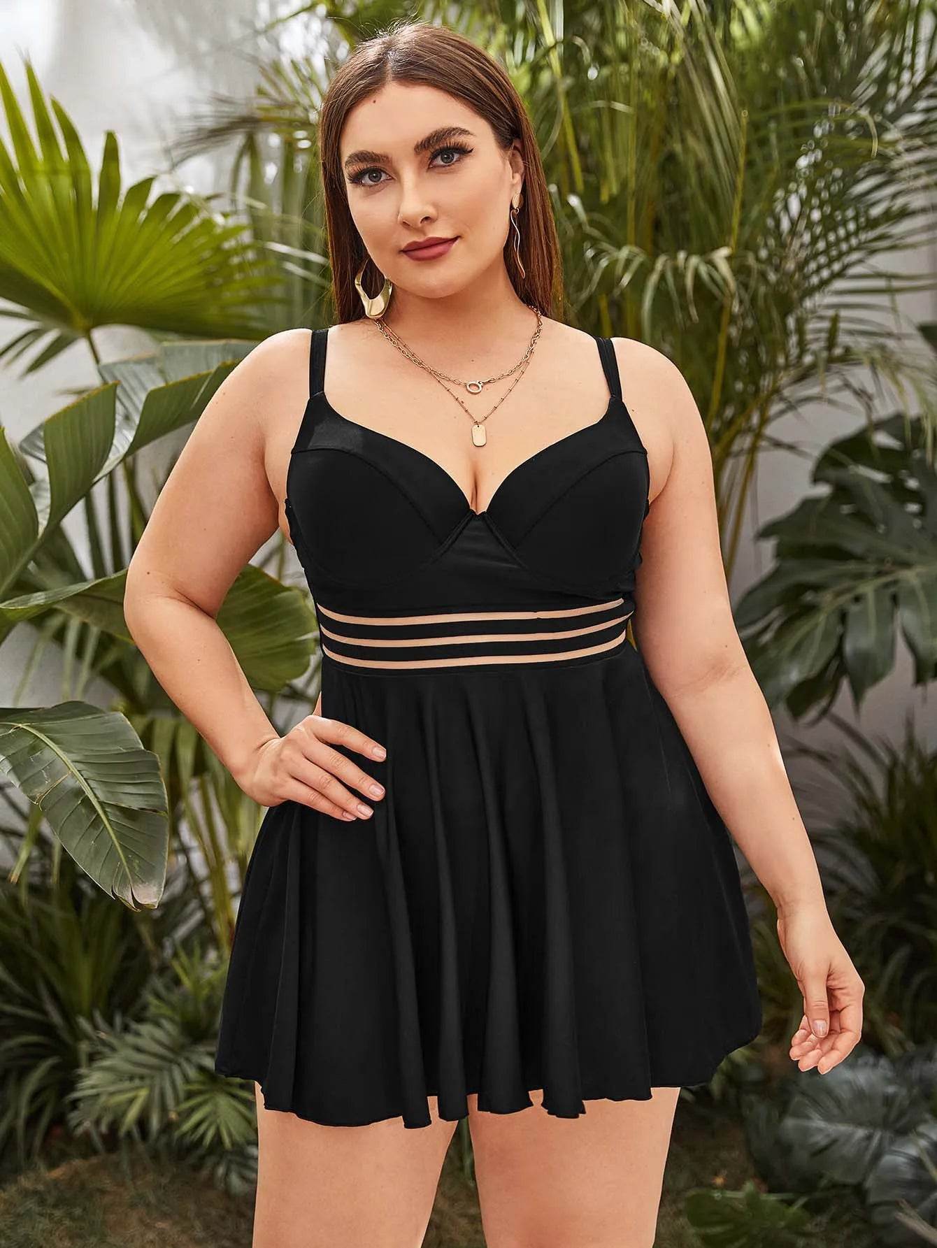 Buy Center 4XL Plus Size One Piece Swimwear - Elegant High Waist Bikini - Buy Center UK
