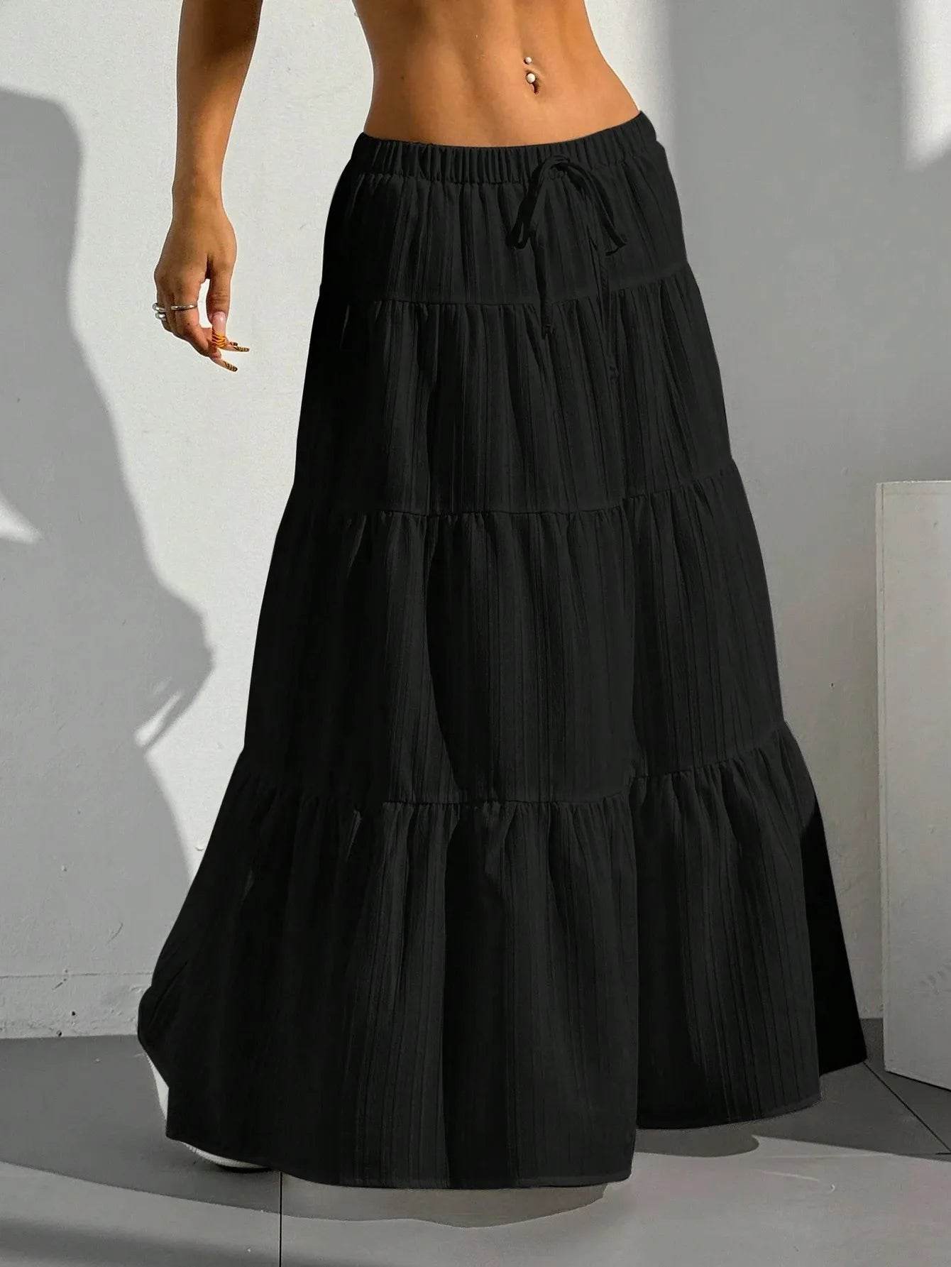 Buy Center Women's Loose Long Skirt - White Lace Up Bow Design - Buy Center UK