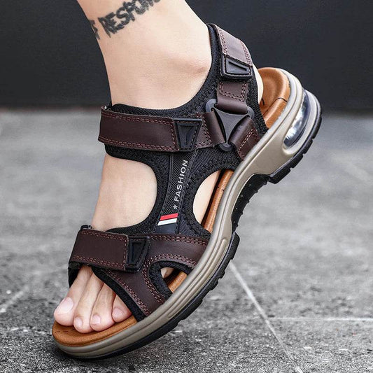 Comfortable Men's Leather Sandals - Summer Flip Flops for Outings - Buy Center UK