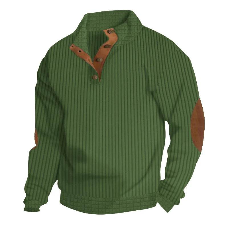 Buy Center Men's Casual Polo Sweater - Vertical Stripe Jacquard Design - Buy Center UK