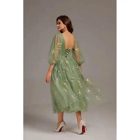 Buy Center Puffy Sleeve Bridesmaid Dress - Romantic Tulle Gown - Buy Center UK