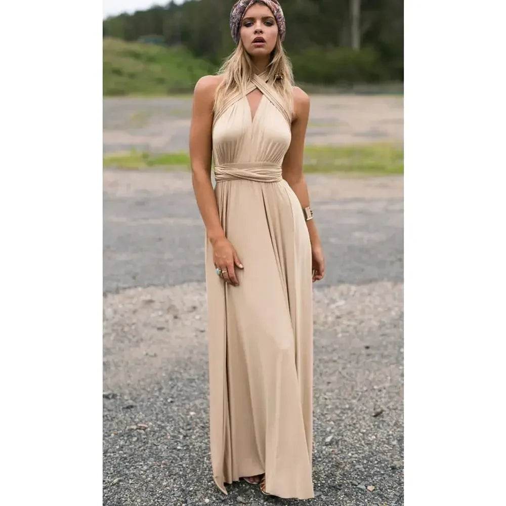 Buy Center Multi-Worn V-Neck Maxi Dress - Elegant Summer Style - Buy Center UK