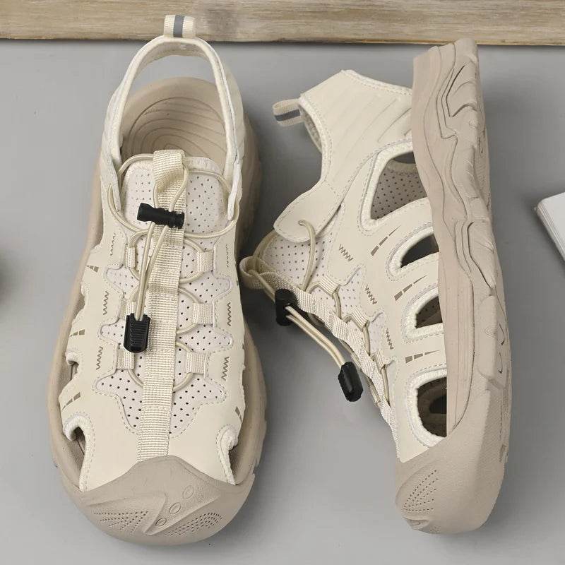 Buy Center Genuine Leather Men’s Sandals - Casual Beach Outdoor Shoes - Buy Center UK