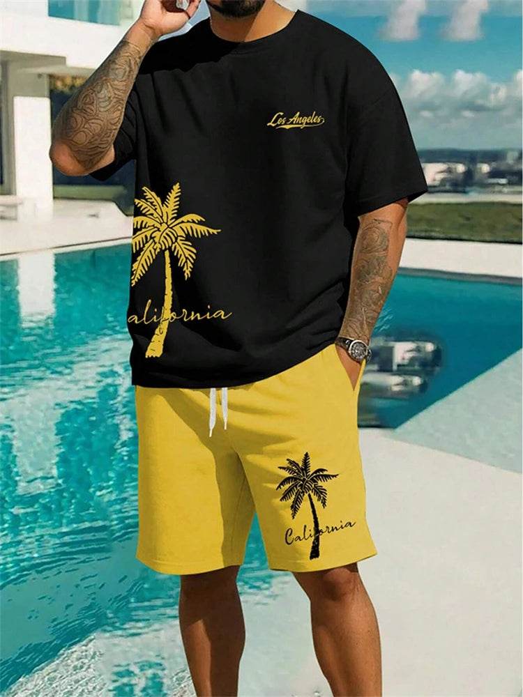 Buy Center 2024 Hawaiian Coconut Print Men's Suit - Summer Casual Set - Buy Center UK