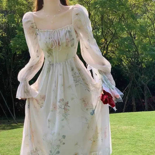 2024 Spring Summer Chiffon Dress - Women's Long Sleeve French Style - Buy Center UK