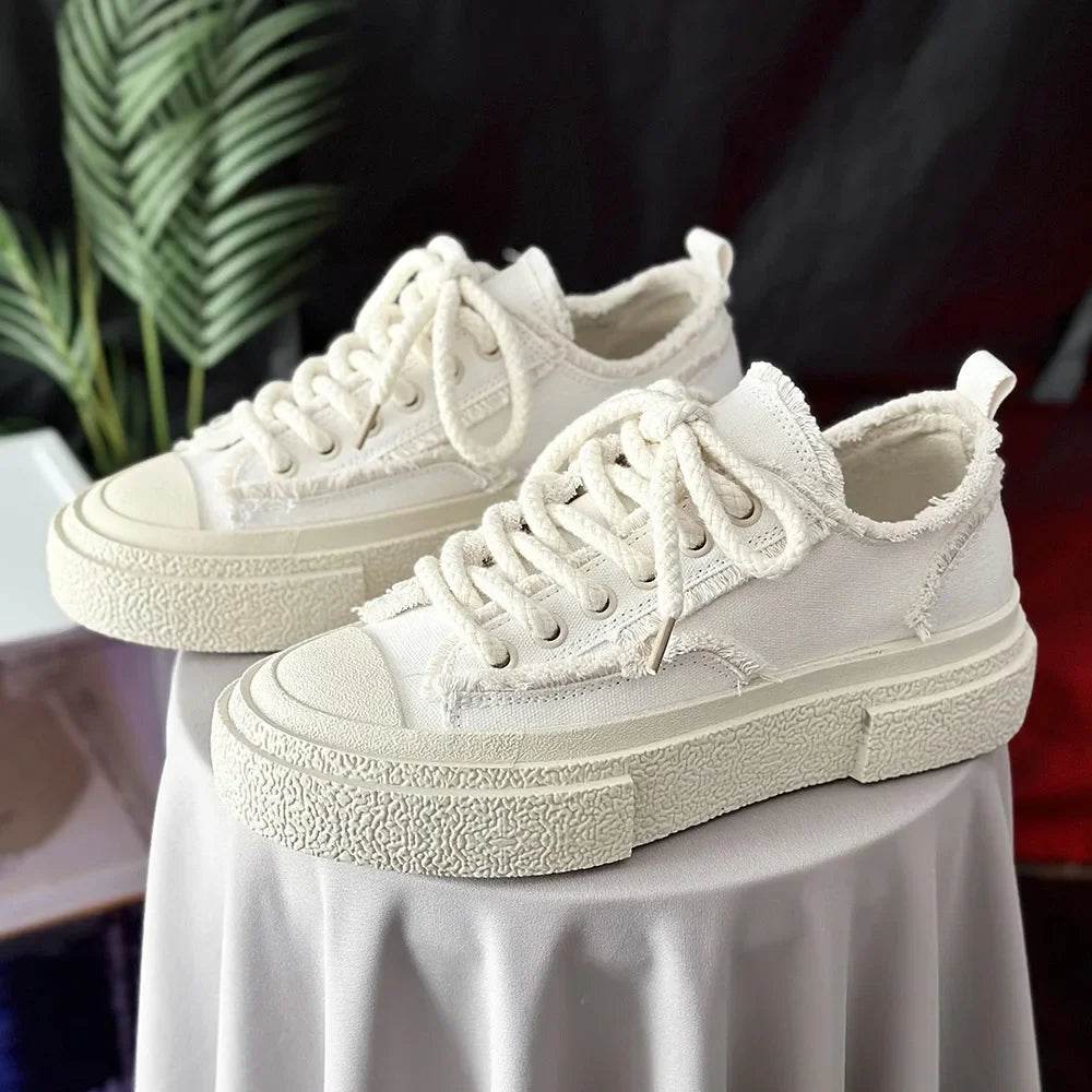 2024 Trendy Canvas Skateboarding Shoes - Comfortable Thick Bottom for Couples - Buy Center UK
